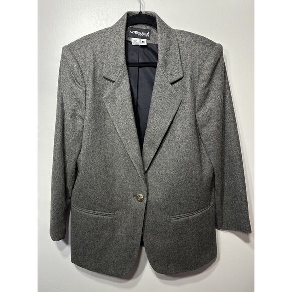 Vintage Sag Harbor Blazer Gray Wool Size 12Petite Y2K 90’s Academic Work - Picture 1 of 9